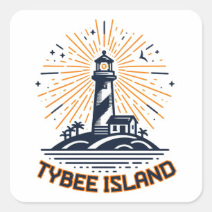 Sticker Carré Tybee Island Georgia Phare Sunrise