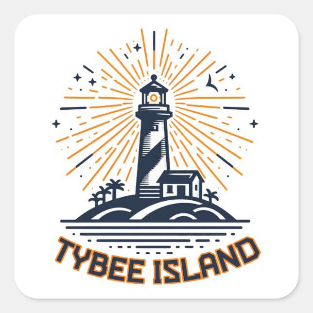 Sticker Carré Tybee Island Georgia Phare Sunrise (Devant)