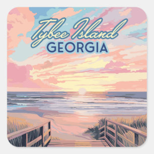 Sticker Carré Tybee Island Georgia Sunrise Beach Savannah