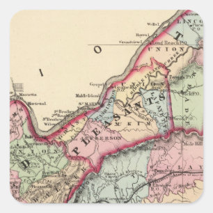 Sticker Carré Tyler, Ritchie, Pleasants, bois, comtés de Wirt