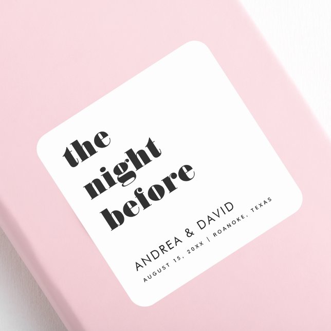 Sticker Carré Typographie Audacieuse La Nuit Avant Le Dîner De L (Créateur téléchargé)