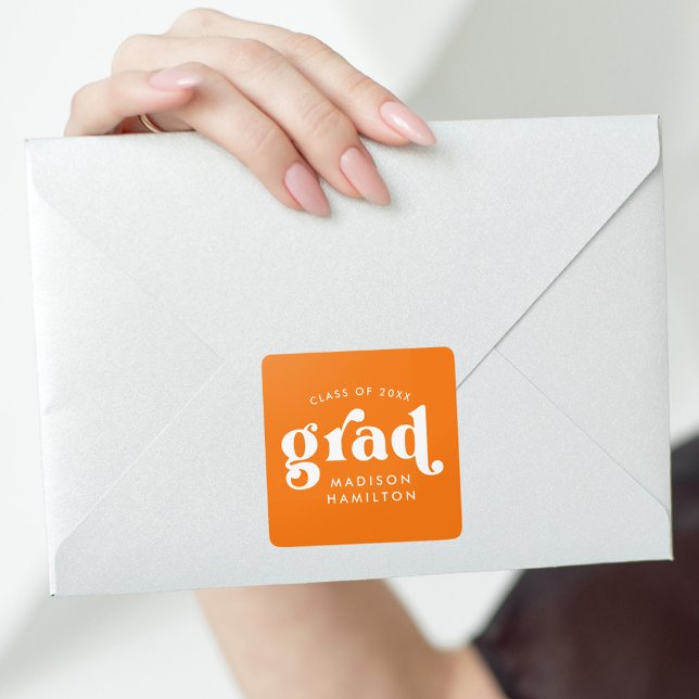 Sticker Carré Typographie audacieuse Orange Graduation (Créateur téléchargé)