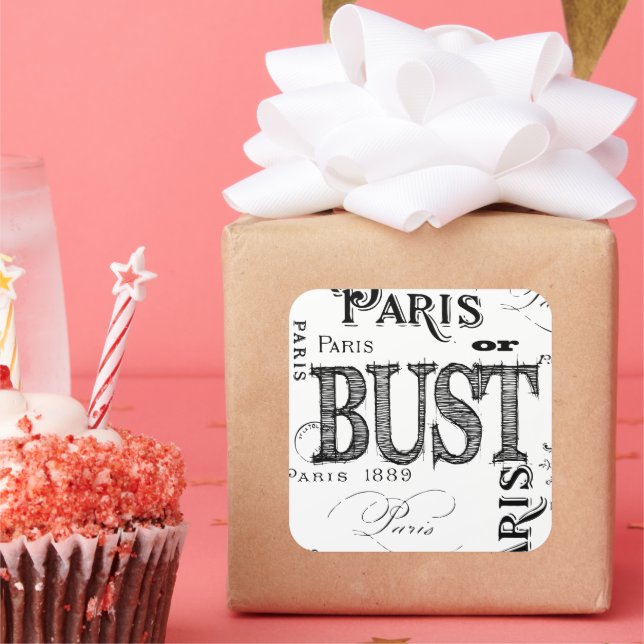 Sticker Carré Typographie Calligraphie Paris France Tour Eiffel (Fête)