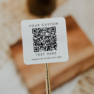 Sticker Carré Typographie chic Code QR personnalisé Petite entre