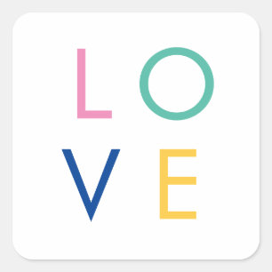 Sticker Carré typographie colorée de valentin amour