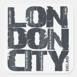 Sticker Carré Typographie de Londres, Angleterre