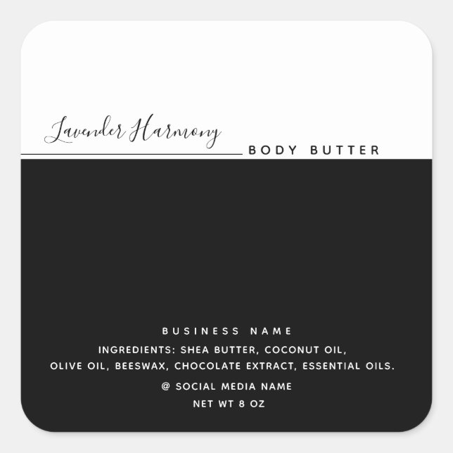 Sticker Carré Typographie de luxe moderne simple marque de produ (Devant)