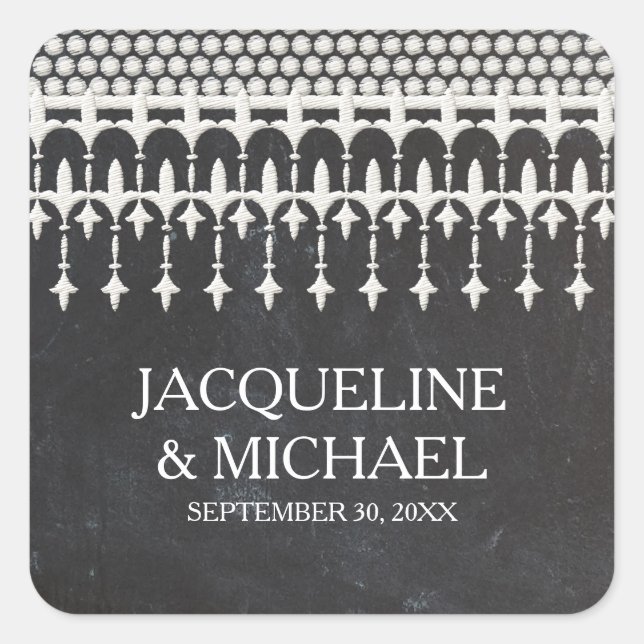 Sticker Carré Typographie de script de tableau de bord en dentel (Devant)