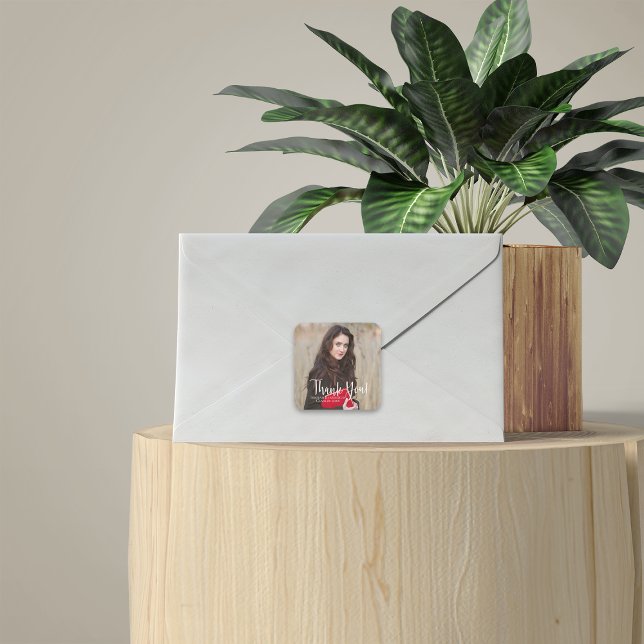 Sticker Carré Typographie du Merci moderne de graduation (Créateur téléchargé)