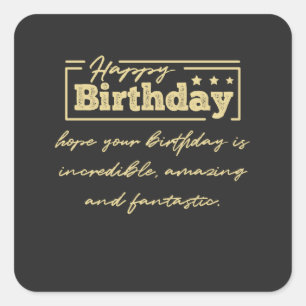 Sticker Carré Typographie en état de détresse Bonne fête d'anniv