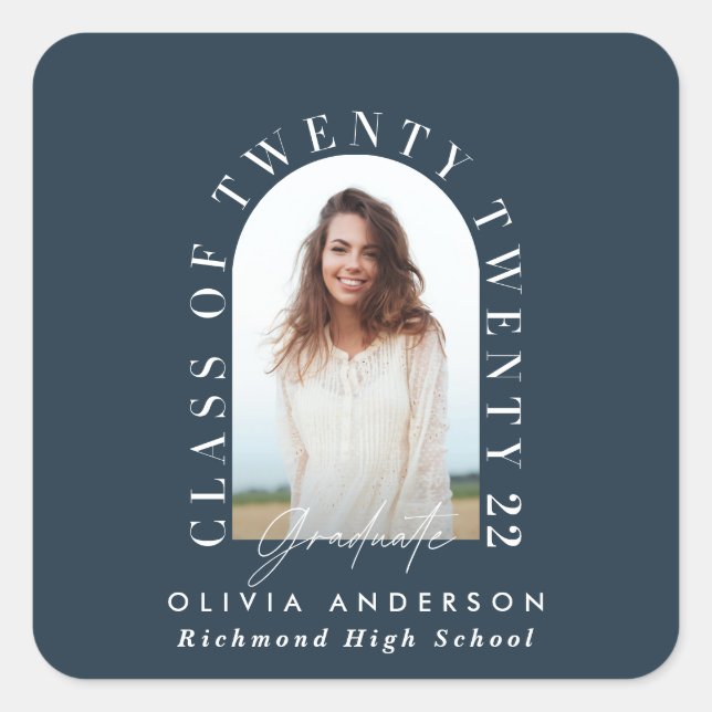 Sticker Carré Typographie géométrique moderne diplôme d'arc phot (Devant)