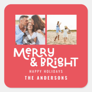 Sticker Carré Typographie minimale moderne 2 photo Noël