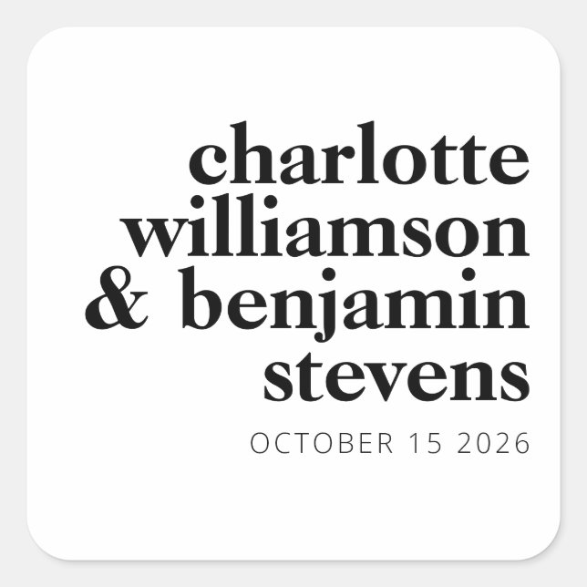 Sticker Carré Typographie minimaliste moderne noir et blanc (Devant)