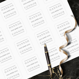 Sticker Carré Typographie moderne chic noir & blanc