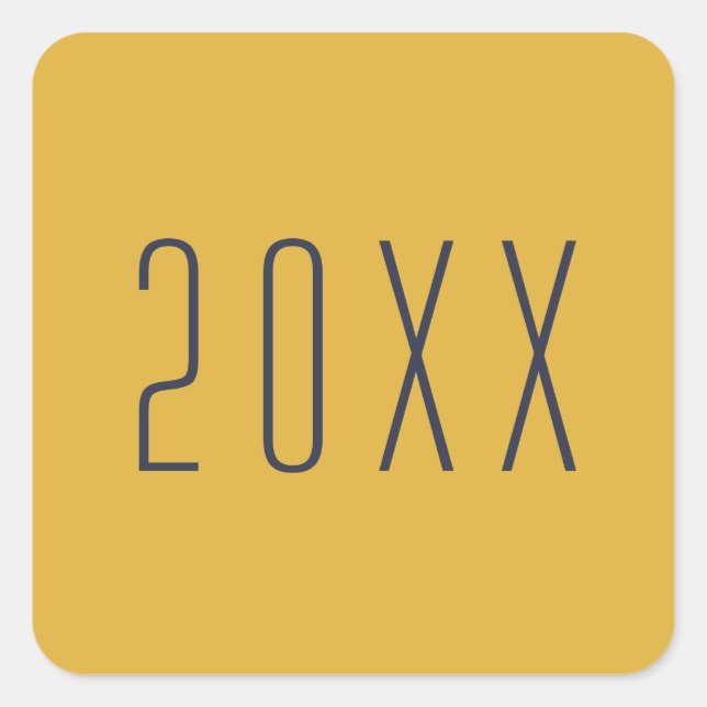 Sticker Carré Typographie moderne Or Bleu Nouvel An Enveloppe Sc (Devant)