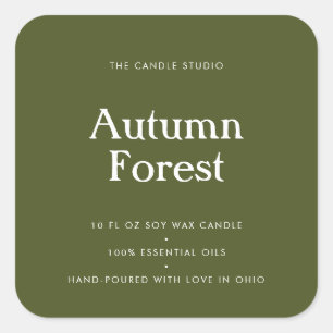 Sticker Carré Typographie moderne Paquet vert Chandelle Cosmétiq