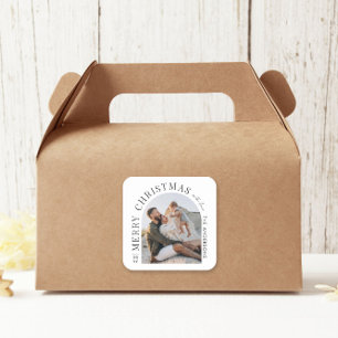 Sticker Carré Typographie moderne photo arche Noël