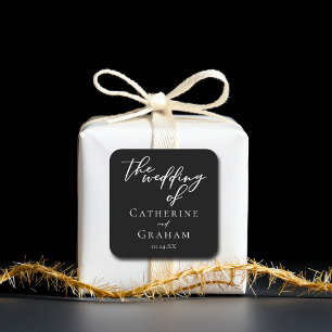 Sticker Carré Typographie noir blanc simple Mariage hiver chic