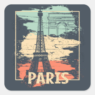 Sticker Carré Typographie parisienne : affiche Eiffel abstraite.