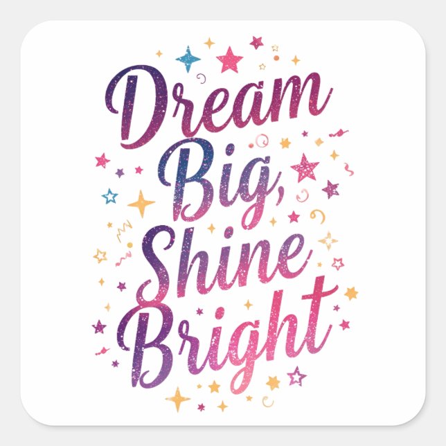 Sticker Carré Typographie positive violette et rose (Devant)