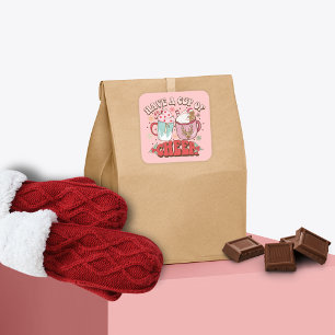 Sticker Carré Typographie rétro des années 70 mignonne Holiday C