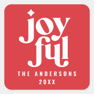 Sticker Carré Typographie rouge moderne Noël