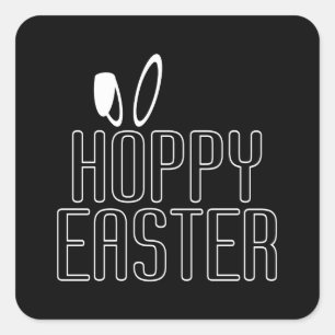 Sticker Carré Typographie simple de Pâques Hoppy Sceau d'autoc