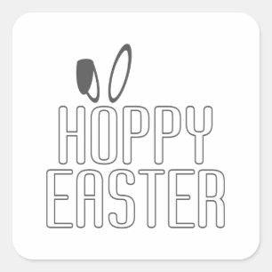 Sticker Carré Typographie simple de Pâques Hoppy  Sceau d'autoc
