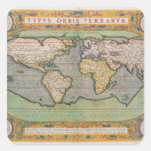 Sticker Carré Typus Orbis Terrarum, carte du monde