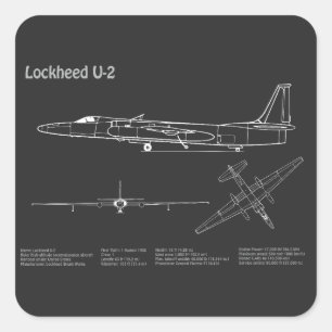 Sticker Carré U-2 Dragon Lady - Plan directeur de l'avion PD