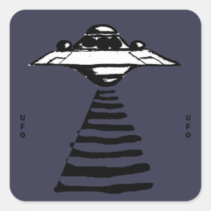 Sticker Carré U.F.O. - Noir et blanc sur violet