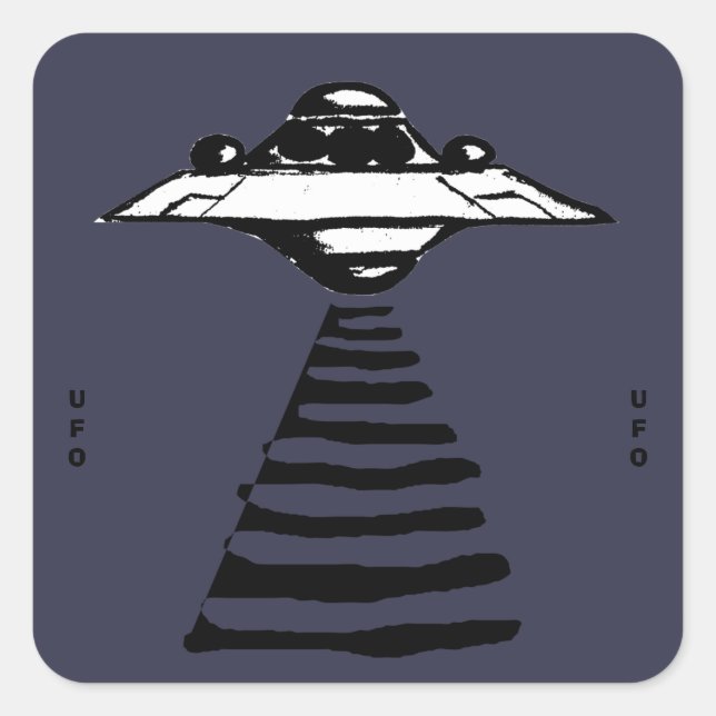 Sticker Carré U.F.O. - Noir et blanc sur violet (Devant)