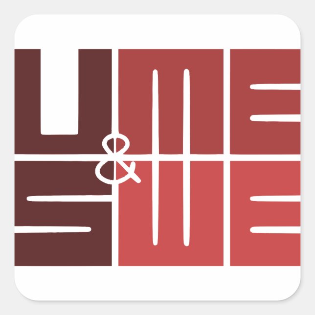 STICKER CARRÉ U & ME, US & WE VALENTINE'S DAY (Devant)