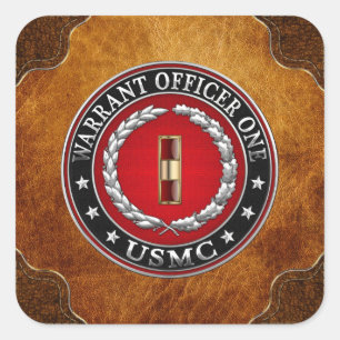 Sticker Carré U.S. Marines : Adjudant un (usmc WO-1) [3D]