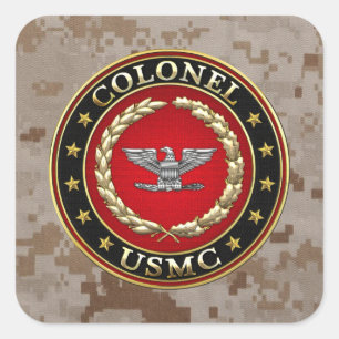 Sticker Carré U.S. Marines : Colonel (Col d'usmc) [3D]