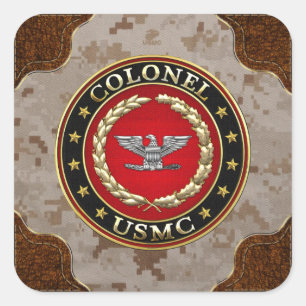 Sticker Carré U.S. Marines : Colonel (Col d'usmc) [3D]