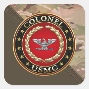 Sticker Carré U.S. Marines : Colonel (Col d'usmc) [3D]
