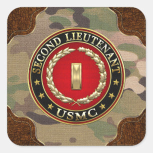 Sticker Carré U.S. Marines : Deuxième lieutenant (usmc 2ndLt)