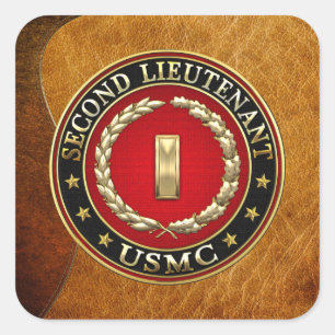 Sticker Carré U.S. Marines : Deuxième lieutenant (usmc 2ndLt)