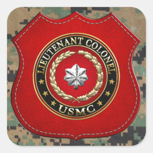 Sticker Carré U.S. Marines : Lieutenant-colonel (USMC LtCol) [3D