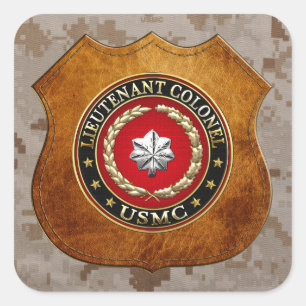 Sticker Carré U.S. Marines : Lieutenant-colonel (USMC LtCol) [3D