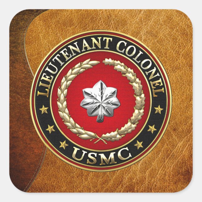Sticker Carré U.S. Marines : Lieutenant-colonel (USMC LtCol) [3D (Devant)