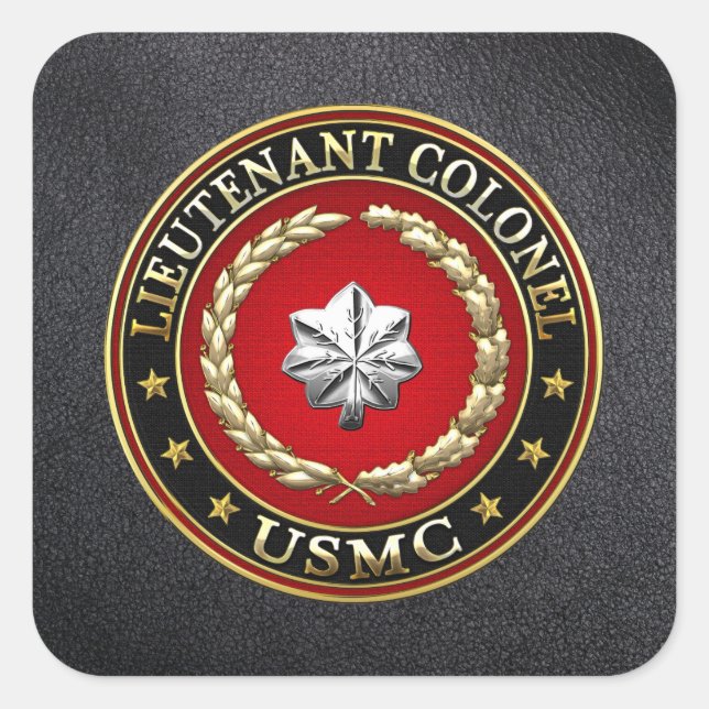 Sticker Carré U.S. Marines : Lieutenant-colonel (USMC LtCol) [3D (Devant)