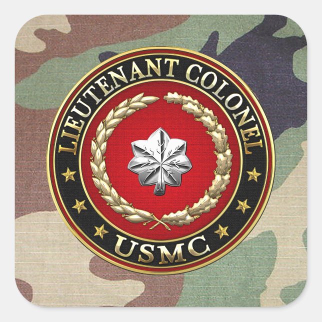 Sticker Carré U.S. Marines : Lieutenant-colonel (USMC LtCol) [3D (Devant)