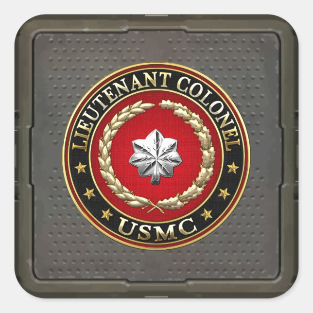 Sticker Carré U.S. Marines : Lieutenant-colonel (USMC LtCol) [3D (Devant)