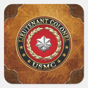 Sticker Carré U.S. Marines : Lieutenant-colonel (USMC LtCol) [3D