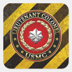 Sticker Carré U.S. Marines : Lieutenant-colonel (USMC LtCol) [3D