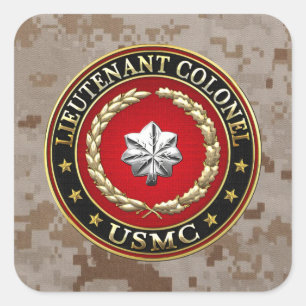 Sticker Carré U.S. Marines : Lieutenant-colonel (USMC LtCol) [3D