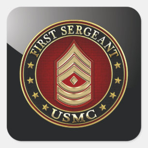 Sticker Carré U.S. Marines : Premier sergent (usmc 1stSgt) [3D]