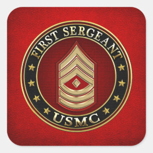 Sticker Carré U.S. Marines : Premier sergent (usmc 1stSgt) [3D]
